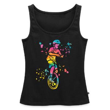 Unicycliste monocycle monocycle - Débardeur bio Premium Femme - noir - Devant - AI Model Female 172 light (172cm)