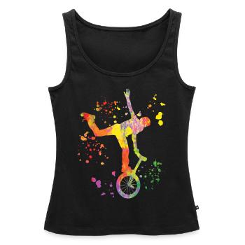 Unicycliste monocycle monocycle - Débardeur bio Premium Femme - noir - Devant - AI Model Female 172 light (172cm)