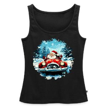 Autofahrer Weihnachten / Weihnachtsmann Autofahrer - Frauen Premium Organic Tank Top - Schwarz - Vorne - AI Model Female 172 light (172cm)