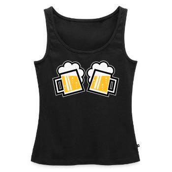 2 chopes à bière bavaroise Prosten (chopes à bière / 3C) - Débardeur bio Premium Femme - noir - Devant - AI Model Female 172 light (172cm)