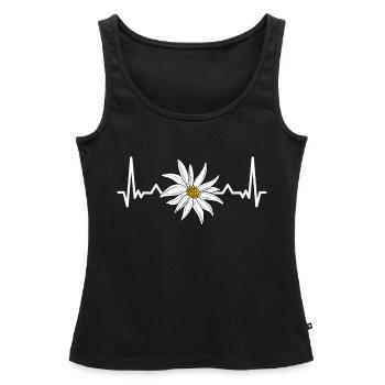Heartbeat Alpes d’Edelweiss - Débardeur bio Premium Femme - noir - Devant - AI Model Female 172 light (172cm)