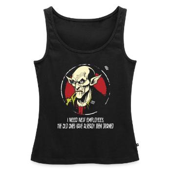 Employés recherchés : Nosferatu CEO Vampire - Débardeur bio Premium Femme - noir - Devant - AI Model Female 172 light (172cm)