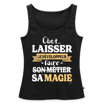 Entwickler macht seinen magischen Humor zum Entwickler - Frauen Premium Organic Tank Top - Schwarz - Vorne - AI Model Female 172 light (172cm)
