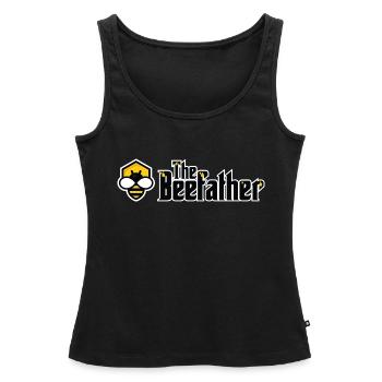 Le beefather - abeille miel apiculteur fleurs en nid d'abeille - Débardeur bio Premium Femme - noir - Devant - AI Model Female 172 light (172cm)
