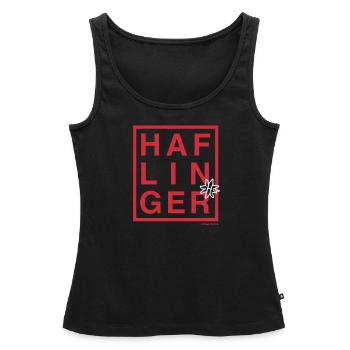 Haflinger lettering / horse - Women’s Premium Organic Tank top - black - Front - AI Model Female 172 light (172cm)