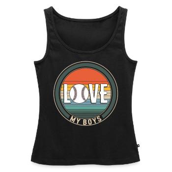 Baseball Shirt, Love My Boys Baseball Vintage Tee - Frauen Premium Organic Tank Top - Schwarz - Vorne - AI Model Female 172 light (172cm)