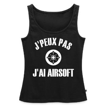 Je Peux Pas J'Ai Airsoft Humour Airsofteur - Débardeur bio Premium Femme - noir - Devant - AI Model Female 172 light (172cm)