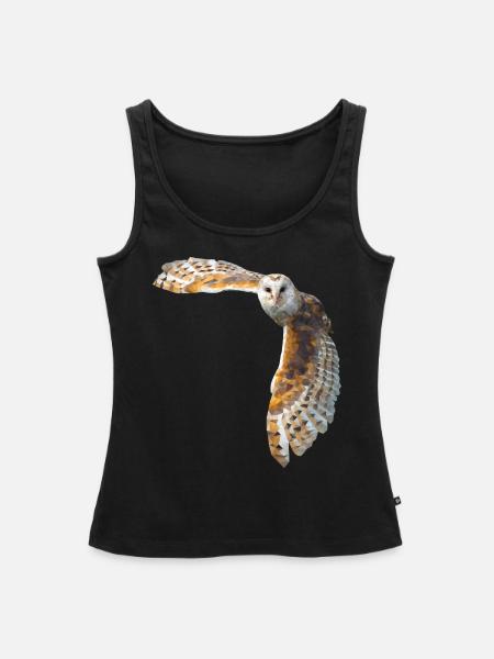 Eule Schleiereule Low Poly rothaarig - Frauen Premium Organic Tank Top - Schwarz