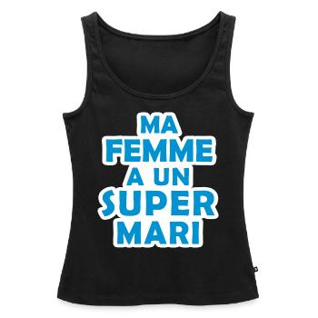 ma femme a un super mari / cadeau humour mari - Débardeur bio Premium Femme - noir - Devant - AI Model Female 172 light (172cm)