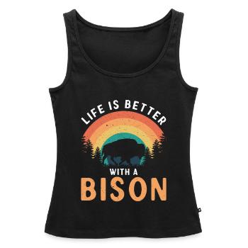 La vie est meilleure avec un bison vache bison bison buffle - Débardeur bio Premium Femme - noir - Devant - AI Model Female 172 light (172cm)