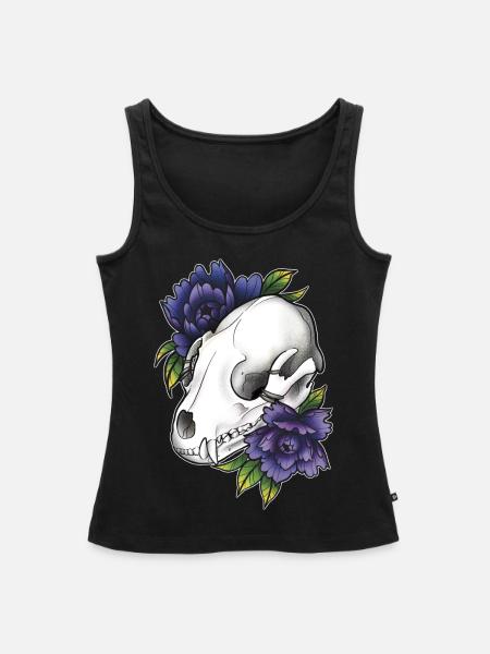 Fantasy Waschbär Schädel - Frauen Premium Organic Tank Top - Schwarz