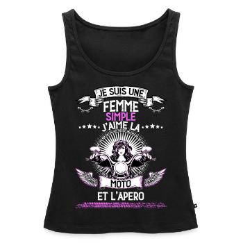 Femme Simple Moto Apéro Motarde - Débardeur bio Premium Femme - noir - Devant - AI Model Female 172 light (172cm)