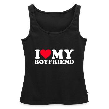 J’aime ma chemise de petit ami Je coeur mon petit ami Shi - Débardeur bio Premium Femme - noir - Devant - AI Model Female 172 light (172cm)