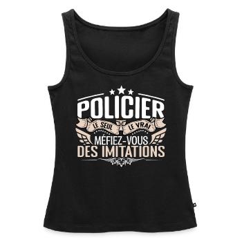 Policier le seul Policier le vrai Policier - Débardeur bio Premium Femme - noir - Devant - AI Model Female 172 light (172cm)