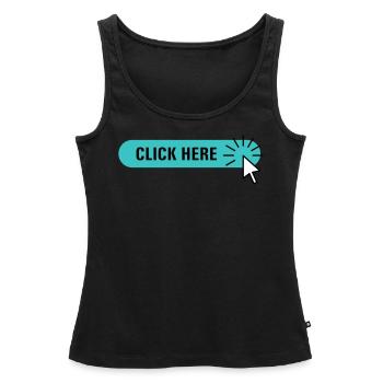 click here – türkiser Button mit Cursor - Frauen Premium Organic Tank Top - Schwarz - Vorne - AI Model Female 172 light (172cm)