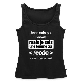 Femme qui code - Programmeur informatique - Débardeur bio Premium Femme - noir - Devant - AI Model Female 172 light (172cm)