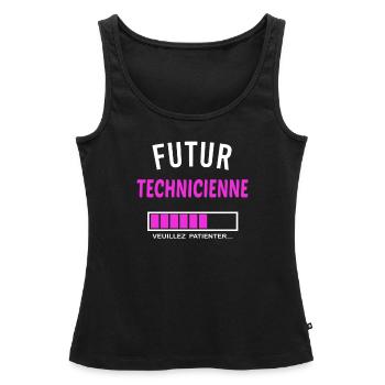 futur technicienne - Débardeur bio Premium Femme - noir - Devant - AI Model Female 172 light (172cm)