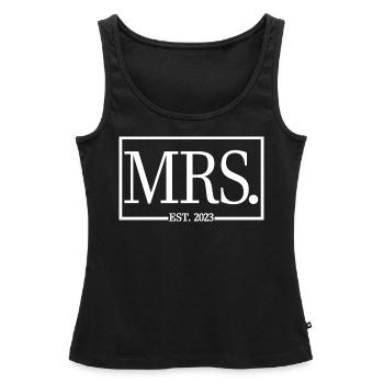 Mme Est. 2023 Fiançailles Mariage Douche nuptiale - Débardeur bio Premium Femme - noir - Devant - AI Model Female 172 light (172cm)