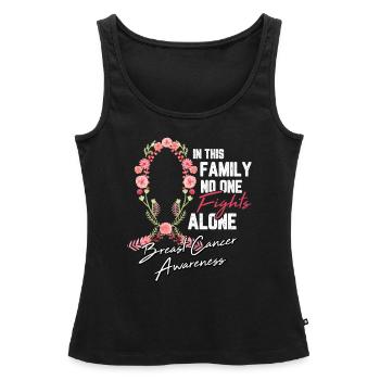 Cadeau de chimio de combat de fleur de ruban de cancer du sein - Débardeur bio Premium Femme - noir - Devant - AI Model Female 172 light (172cm)