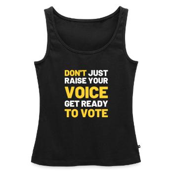 Vote politique parti Justice gouvernement - Débardeur bio Premium Femme - noir - Devant - AI Model Female 172 light (172cm)