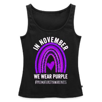 Im November tragen wir Lila, Frühgeburtlichkeit - Frauen Premium Organic Tank Top - Schwarz - Vorne - AI Model Female 172 light (172cm)