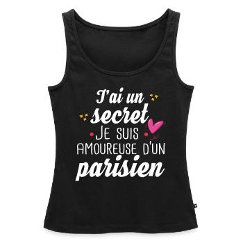 Parisien Paris Femme Amoureuse Cadeau Amour Humour - Débardeur bio Premium Femme - noir - Devant - AI Model Female 172 light (172cm)