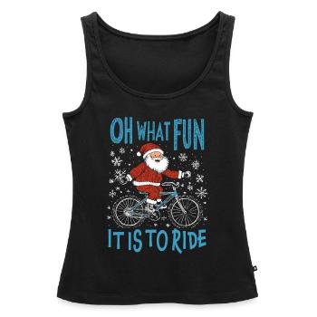 SANTA CLAUS BICYCLE FUNNY CHRISTMAS GIFT - Women’s Premium Organic Tank top - black - Front - AI Model Female 172 light (172cm)