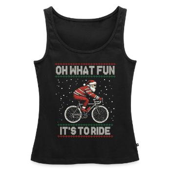 FUNNY SANTA CLAUS BICYCLE CHRISTMAS GIFT - Women’s Premium Organic Tank top - black - Front - AI Model Female 172 light (172cm)