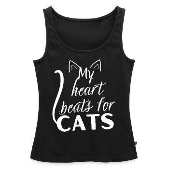My heart beats for cats - Gift Humor Cat - Women’s Premium Organic Tank top - black - Front - AI Model Female 172 light (172cm)