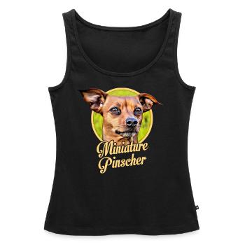 Pinscher nain - Débardeur bio Premium Femme - noir - Devant - AI Model Female 172 light (172cm)