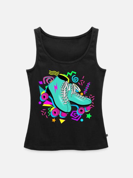 Rollschuhe retro neon - Frauen Premium Organic Tank Top - Schwarz