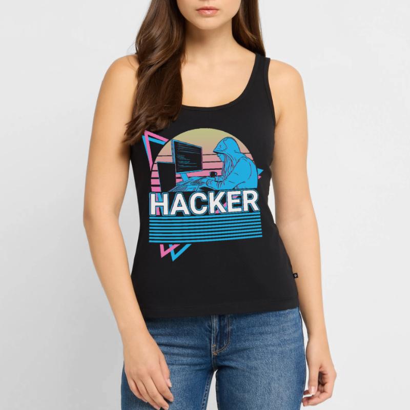 Hacker Coding Programmer Vaporwave Aesthetic Women’s Premium Organic Tank top