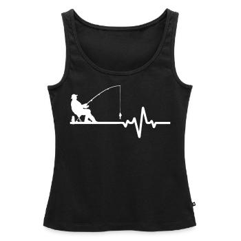 Pêcheur amateur avec ligne ECG - Débardeur bio Premium Femme - noir - Devant - AI Model Female 172 light (172cm)