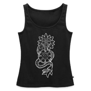 Quetzalcoatl Aztec Snake Maya Aztec Stone Ink - Débardeur bio Premium Femme - noir - Devant - AI Model Female 172 light (172cm)
