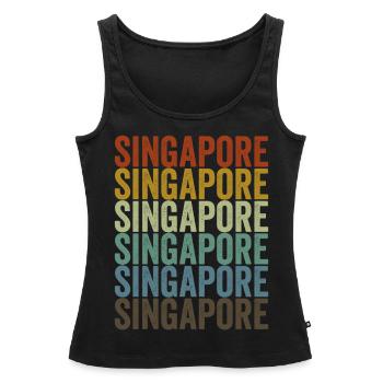 Singapour Singapour Retro Vintage - Débardeur bio Premium Femme - noir - Devant - AI Model Female 172 light (172cm)