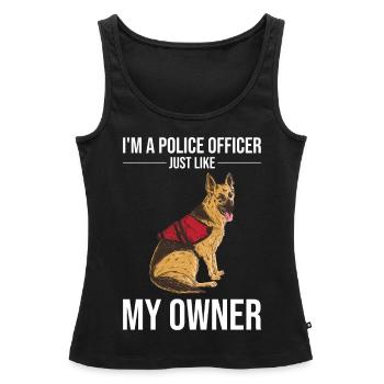 Policier Chien policier - Débardeur bio Premium Femme - noir - Devant - AI Model Female 172 light (172cm)