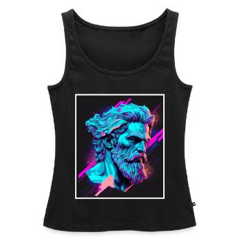 Vaporwave Greek mythology God Neon Olympus - Women’s Premium Organic Tank top - black - Front - AI Model Female 172 light (172cm)