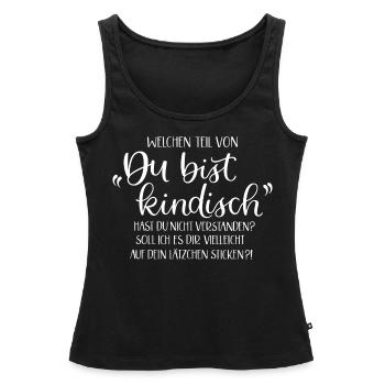 KINDISCH - Frauen Premium Organic Tank Top - Schwarz - Vorne - AI Model Female 172 light (172cm)