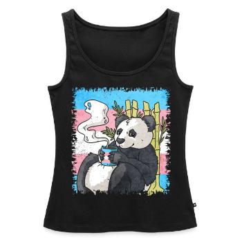 Transgender Pride Trans Flag Panda Coffee Sublte - Débardeur bio Premium Femme - noir - Devant - AI Model Female 172 light (172cm)
