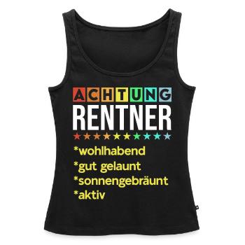 Achtung Rentner Lustige Renten Sprüche Rente Motiv - Frauen Premium Organic Tank Top - Schwarz - Vorne - AI Model Female 172 light (172cm)