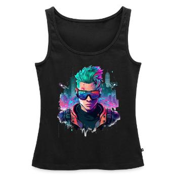 Cyber Gamer - Débardeur bio Premium Femme - noir - Devant - AI Model Female 172 light (172cm)