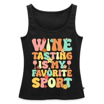 Groovy Weintrinken - Frauen Premium Organic Tank Top - Schwarz - Vorne - AI Model Female 172 light (172cm)