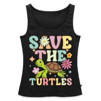 Groovy Meeresschildkröte - Frauen Premium Organic Tank Top - Schwarz - Vorne - AI Model Female 172 light (172cm)