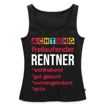 Achtung Freilaufender Rentner Spruch Lustig - Frauen Premium Organic Tank Top - Schwarz - Vorne - AI Model Female 172 light (172cm)