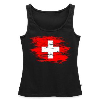 Schweiz Flagge used - Frauen Premium Organic Tank Top - Schwarz - Vorne - AI Model Female 172 light (172cm)