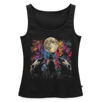 Miel Blaireau Ratel Lune Hurlante - Débardeur bio Premium Femme - noir - Devant - AI Model Female 172 light (172cm)