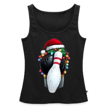 Bowling melon chapeau de Noël Noël - Débardeur bio Premium Femme - noir - Devant - AI Model Female 172 light (172cm)