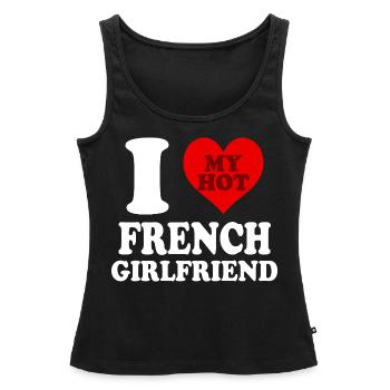 J’aime ma copine française Funny Heart - Débardeur bio Premium Femme - noir - Devant - AI Model Female 172 light (172cm)