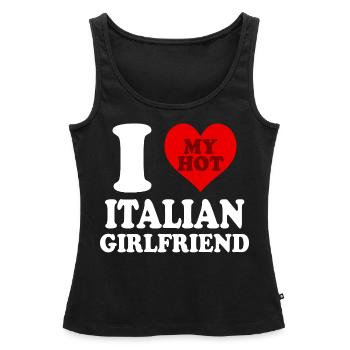 J’aime ma copine italienne Funny Heart - Débardeur bio Premium Femme - noir - Devant - AI Model Female 172 light (172cm)