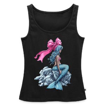 Coquette noeud Sirène Fille Ruban Rose - Débardeur bio Premium Femme - noir - Devant - AI Model Female 172 light (172cm)